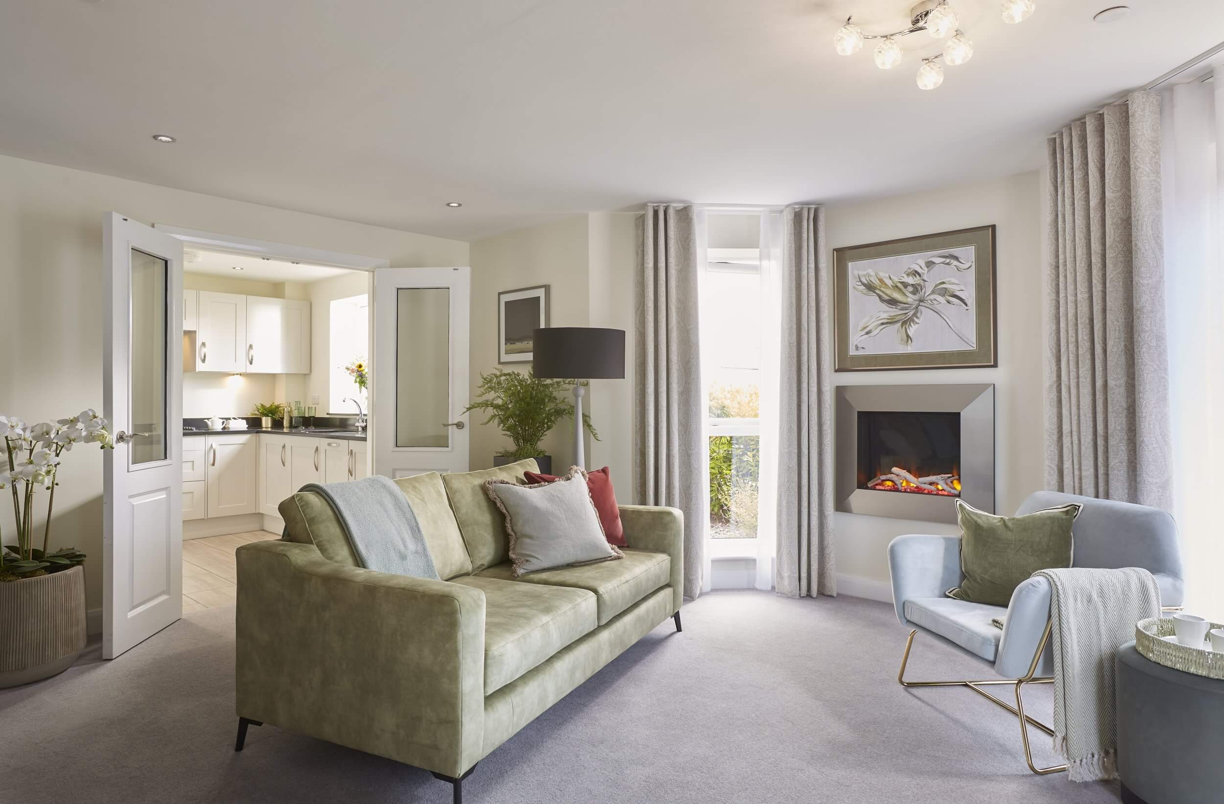 View across the spacious lounge into the kitchen