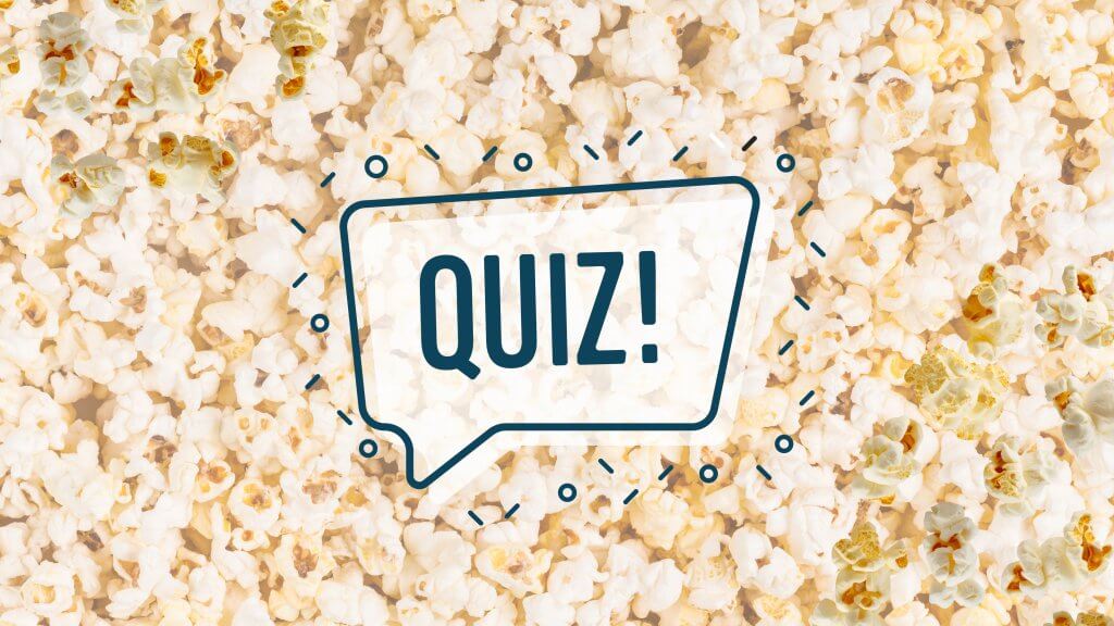 Popcorn laid out with Quiz as the title