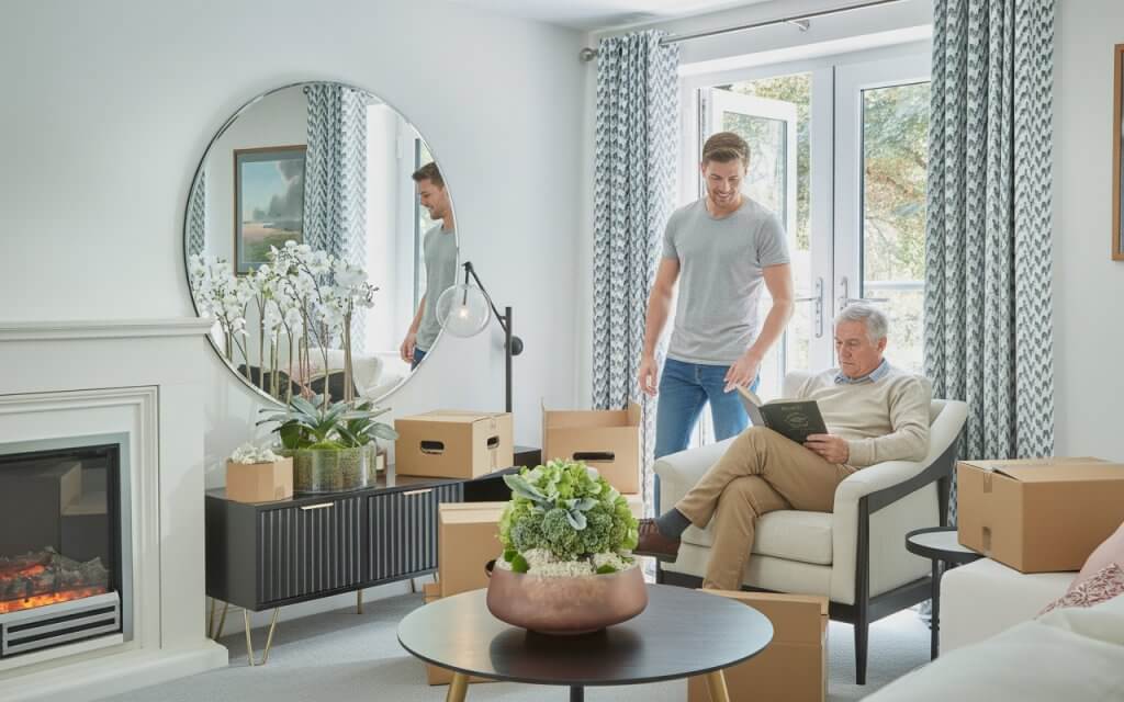 A young man and an older man are in a bright Adlington